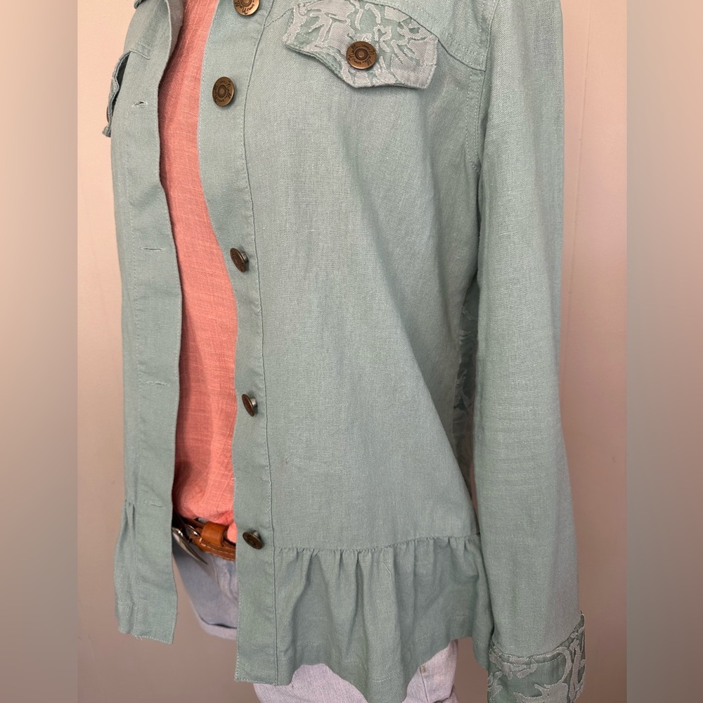 Blue Jacket With Lace & Lower Ruffle - Picture 3 of 4